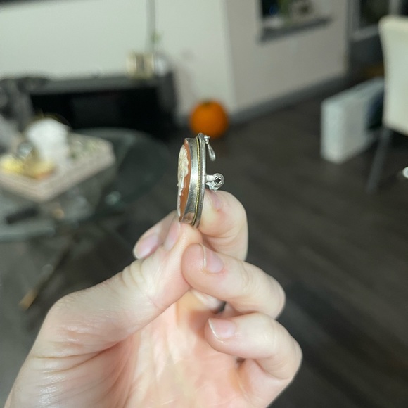 Cameo stamped 800 vintage brooch or pendant - Picture 2 of 6